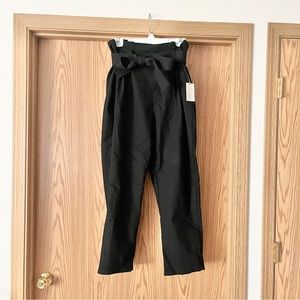 Black High Waisted Paperbag Pants